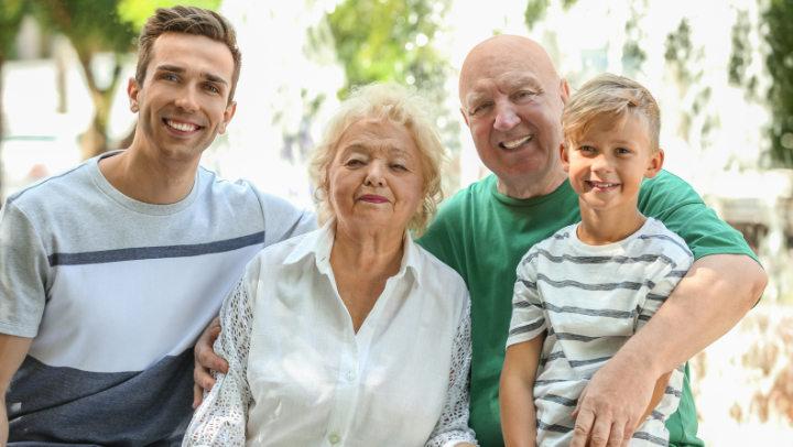 elderly people with their son and grandson
