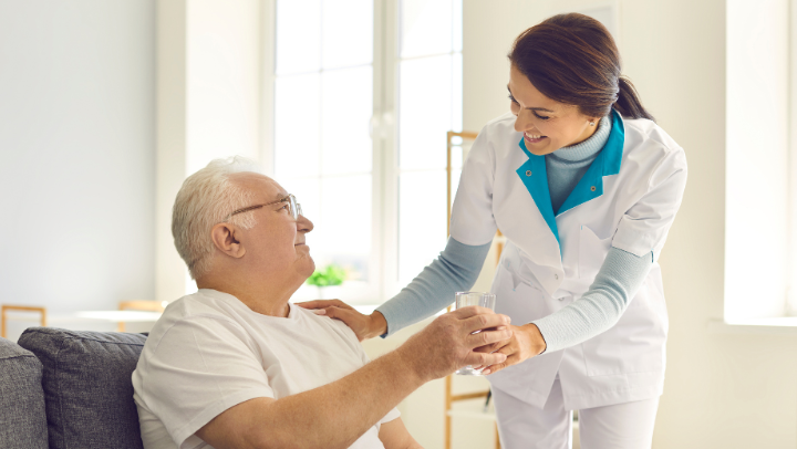 a caregiver helping a senior