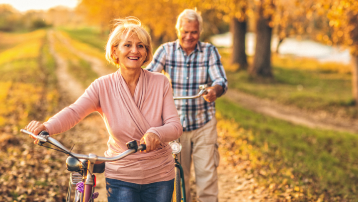 an old couple with bikes