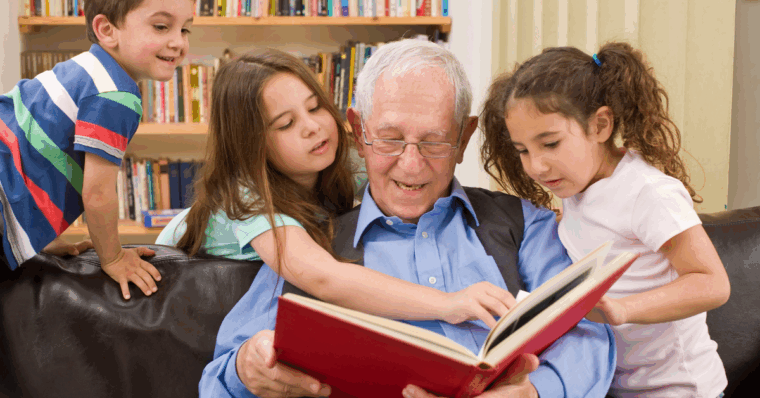 grandparent with his grandkids