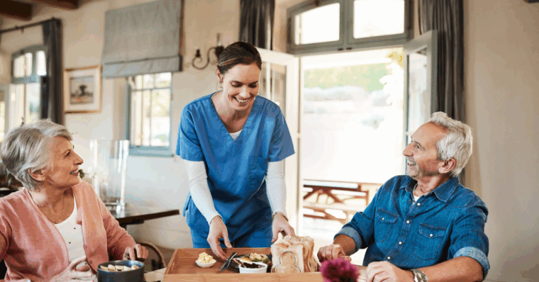 caregiver with seniors