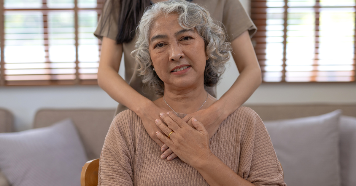 a senior lady in assisted living